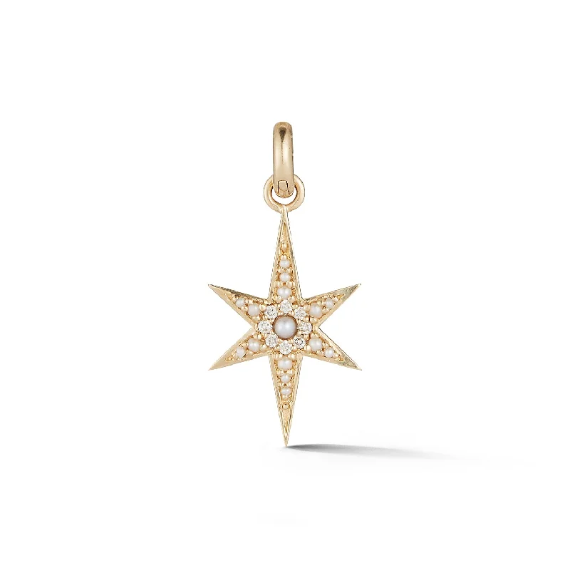 14K Gold Pearl & Diamond Stella Charm