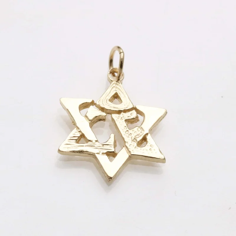 14k Yellow Gold Star of David Love Pendant Small