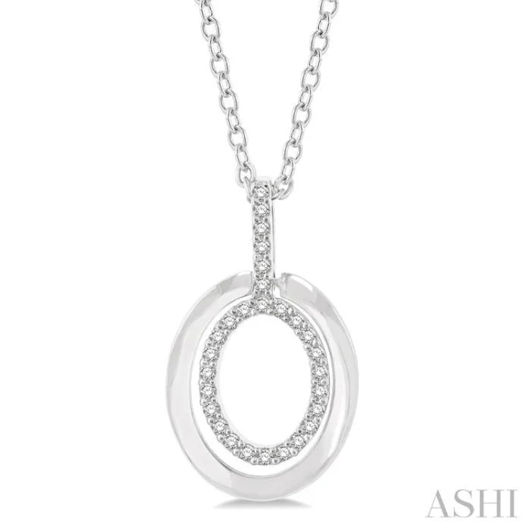 1/10 ctw Petite Twin Oval Round Cut Diamond Fashion Pendant With Chain in 10K White Gold