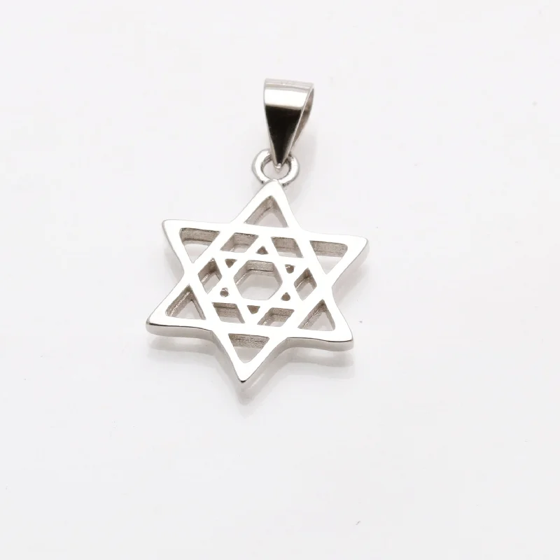 Sterling Silver Double Star of David Pendant