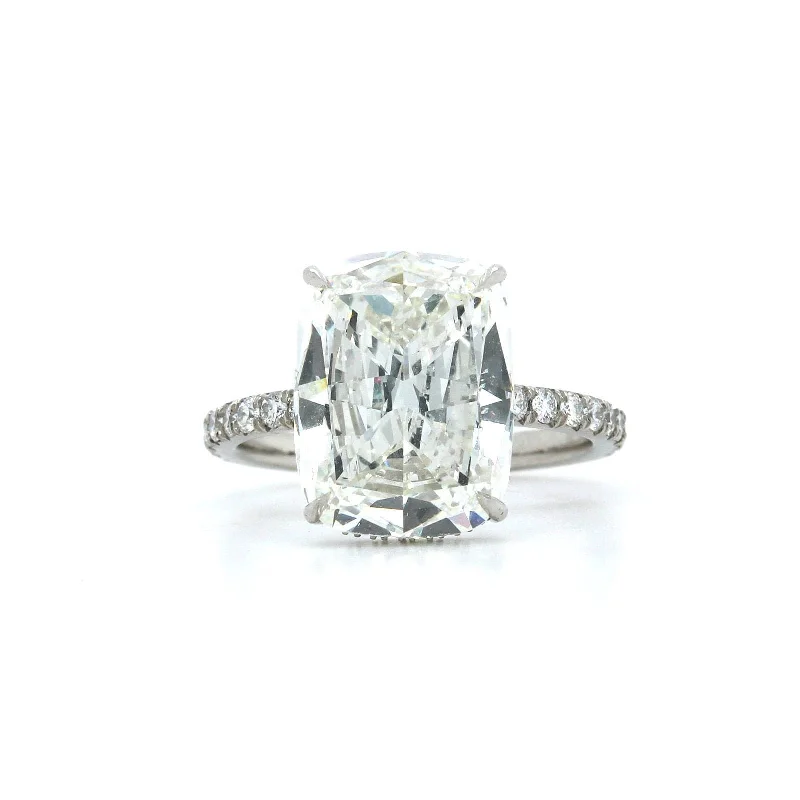 Platinum Cushion Cut Diamond with Hidden Halo Diamond Engagement Ring