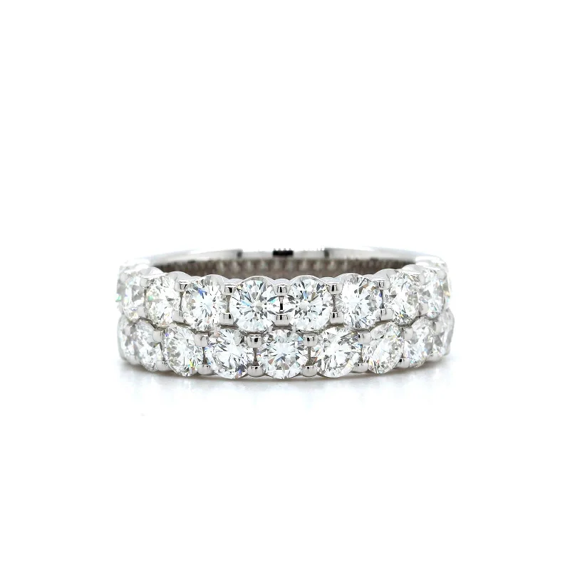 18K White Gold 2 Row Diamond Band