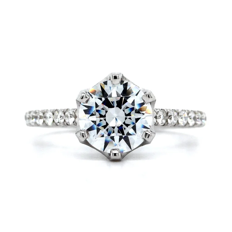 18K White Gold 6 Prong Diamond Engagement Ring Setting