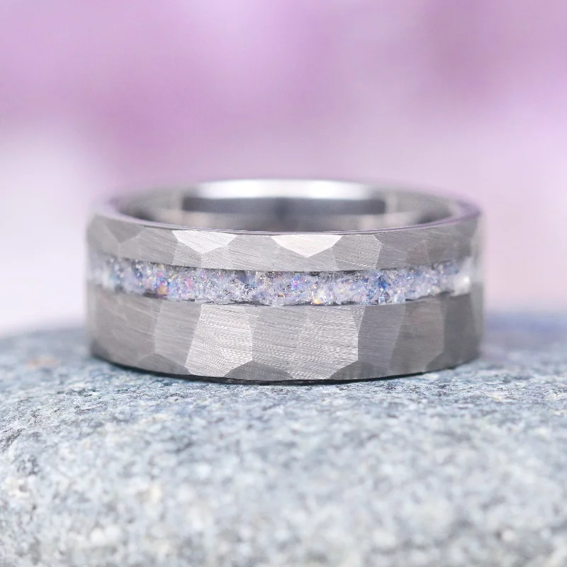 Crushed Moonstone Wedding Band- 8MM Tungsten