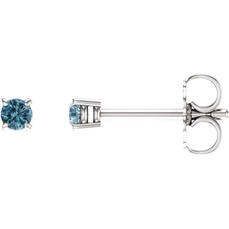 14K White 2.5 mm Natural Sky Blue Topaz Stud Earrings