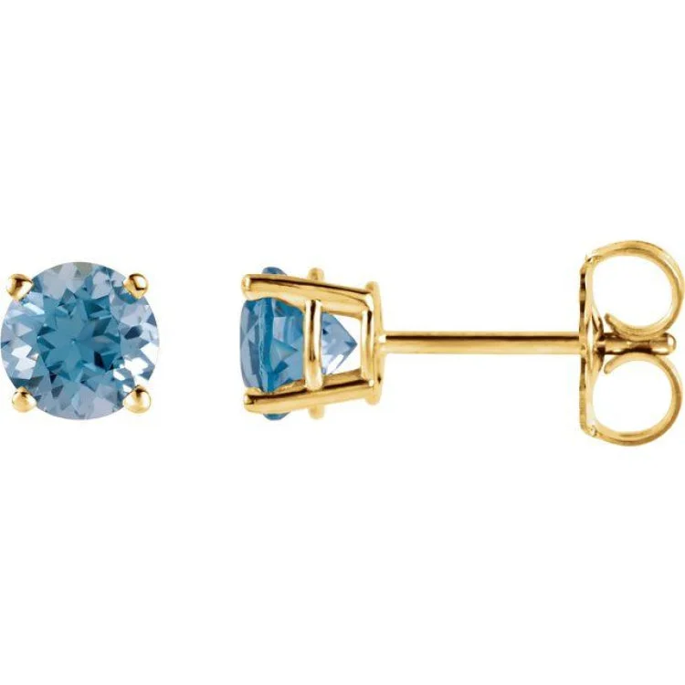 14K Yellow 4 mm Natural Swiss Blue Topaz Stud Earrings