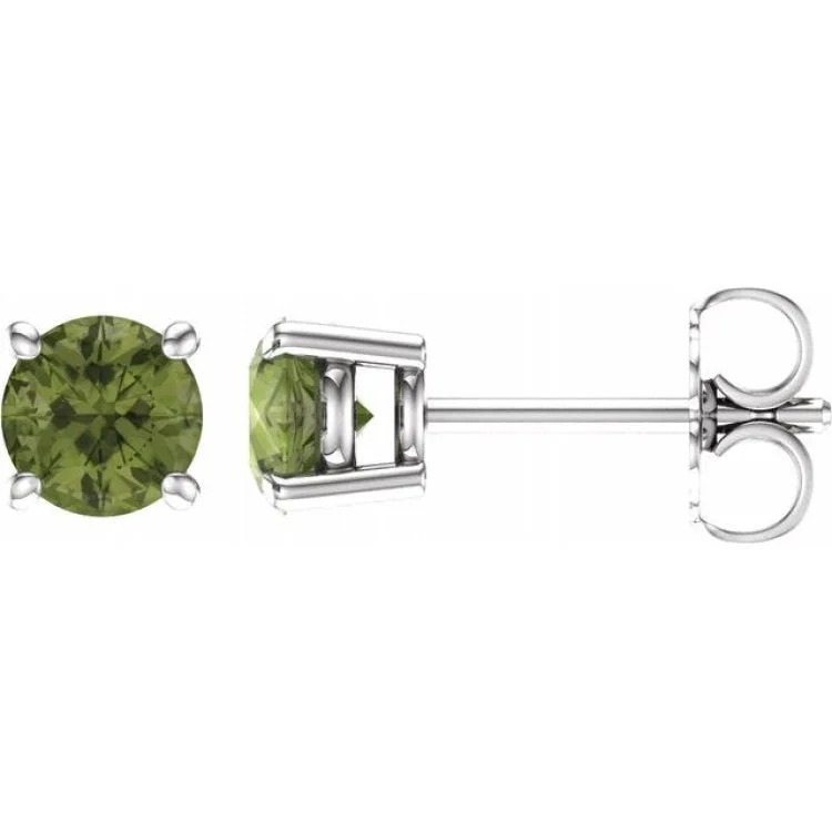 14K White 5 mm Natural Peridot Stud Earrings