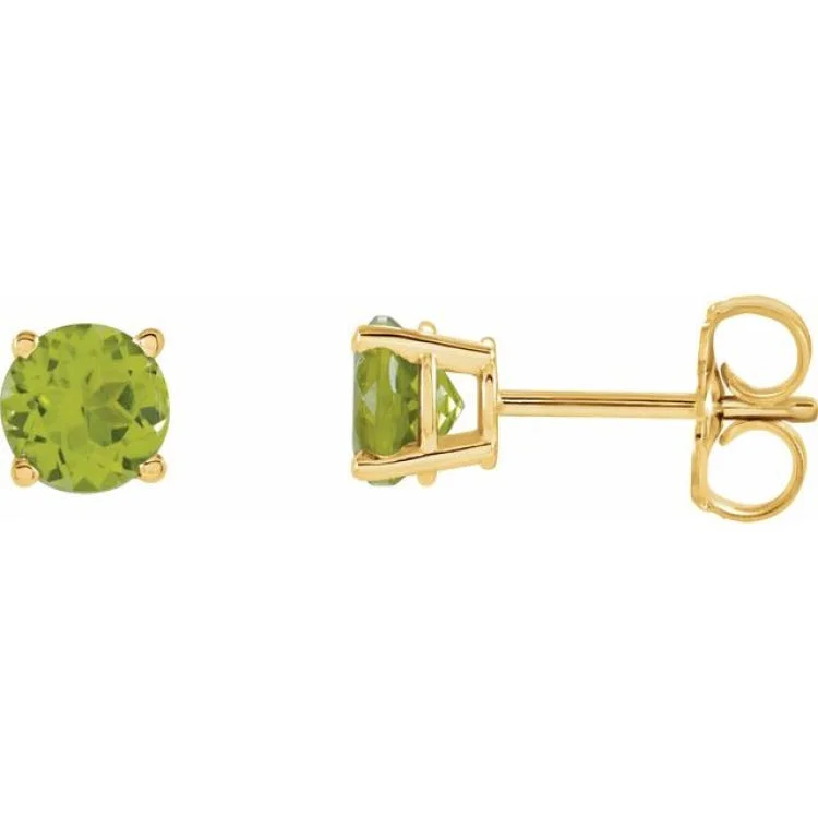 14K Yellow 5 mm Natural Peridot Stud Earrings