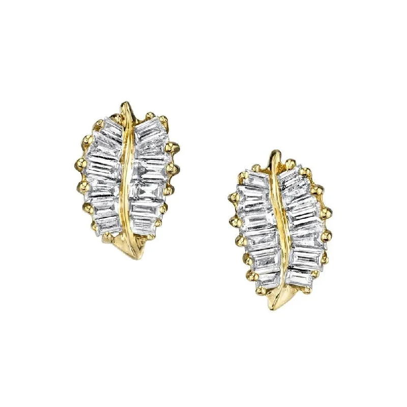 Anita Ko 18K Yellow Gold Small Palm Leaf Diamond Studs