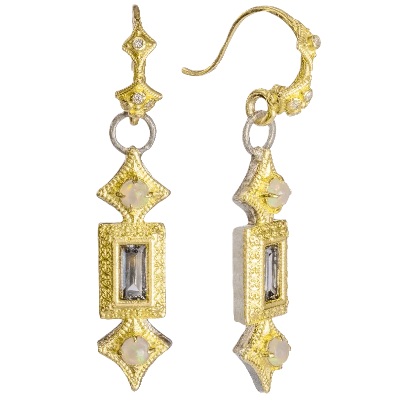 Armenta 18K Yellow Gold and Sterling Silver Spinel and Diamond Hook Earrings