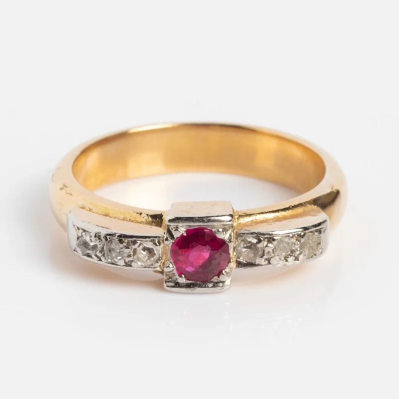 Vintage 18k Ruby and Diamond Ring