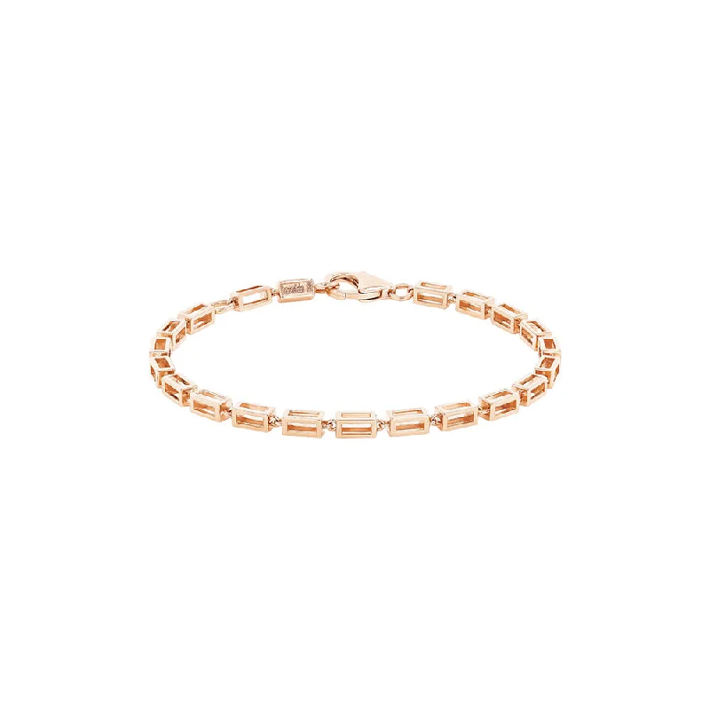 18 Karat Rose Gold Open Block Link Bracelet