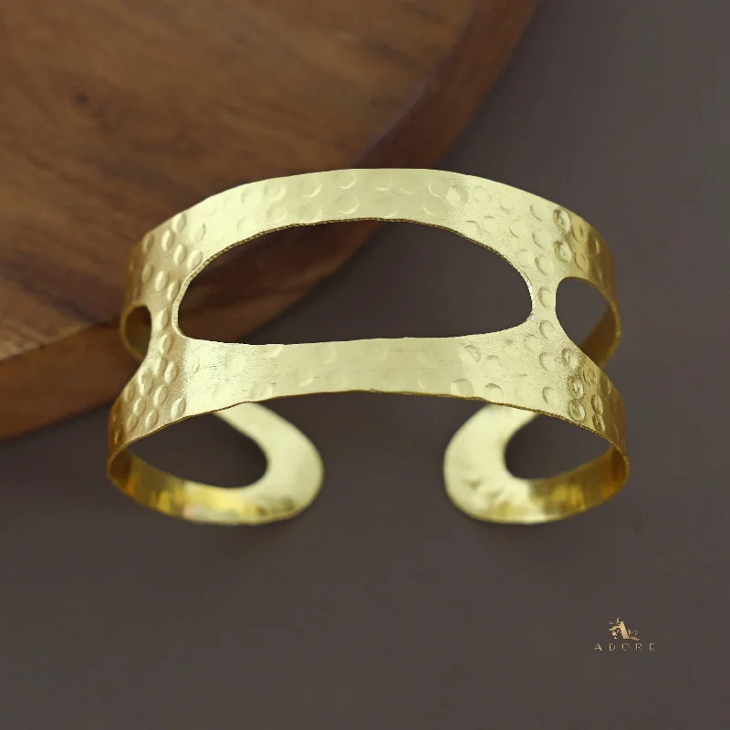 Golden Hammered Tri Ellipse Bangle