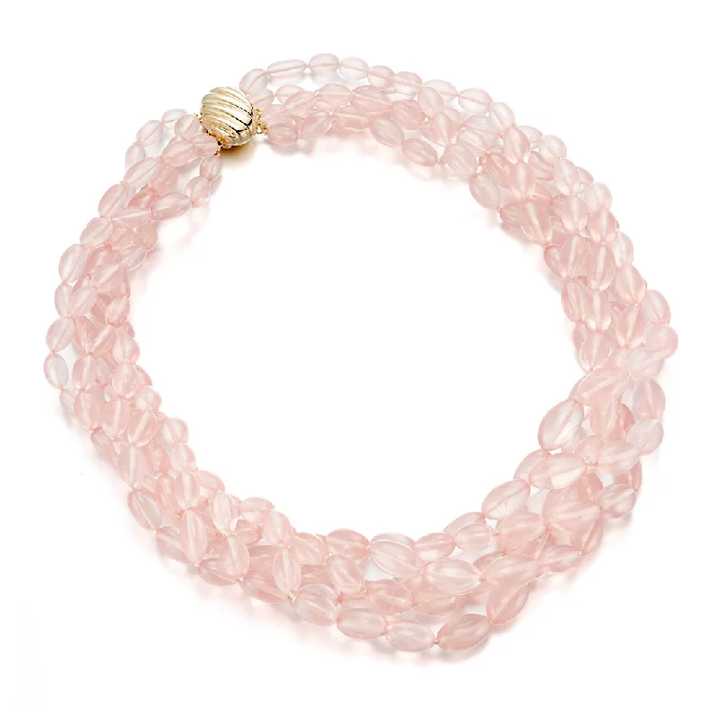 Rose Quartz Five-Strand Twist Necklace